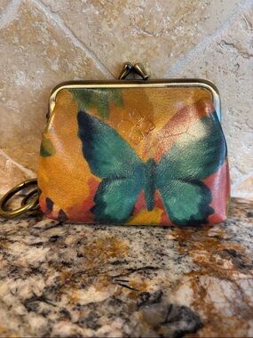 Patricia Nash Borse Leather Coin Purse in a Watercolor Butterfly Print